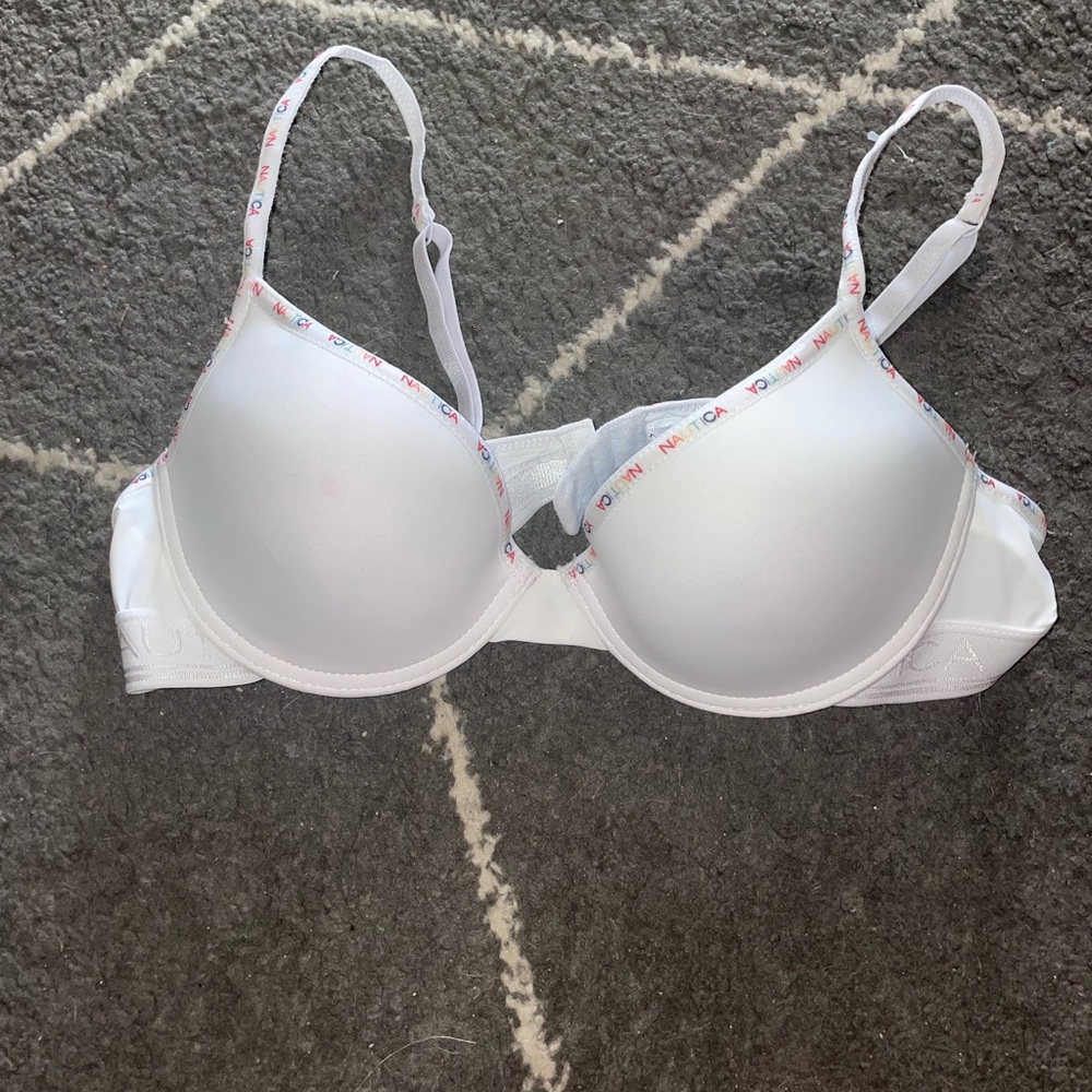 White & Navy Blue Nautica Push-Up Bra Set